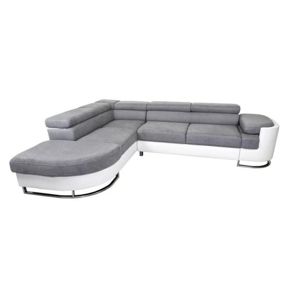 Shop ICE Left Corner Sectional Sofa Bed (Grey/White Faux leather .