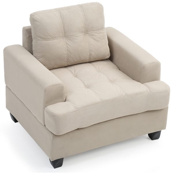 Shop LYKE Home Sheldon Vanilla Microsuede Chair - Overstock - 280220