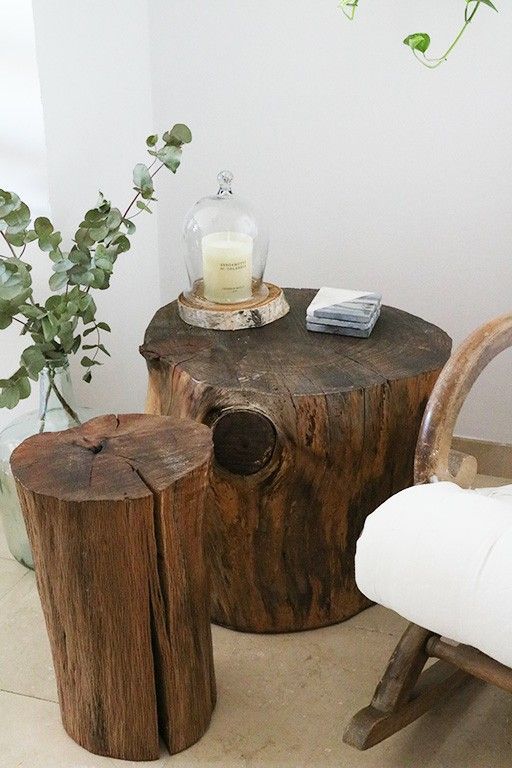 Reclaimed wood tree trunk/stump side/coffee tables | Tree trunk .