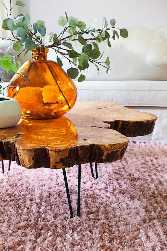 Reclaimed Wood Trunk Slice Coffee Table | Upcycled Wood Table .