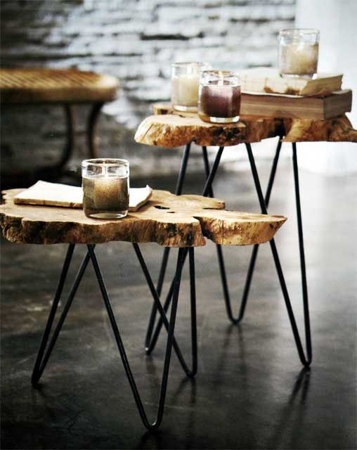 So organic! Albion Burl Slice Tables $250 | Trunk end table .