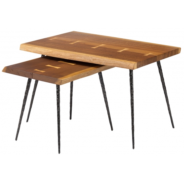 Nexa Smoked Oak Nested Side Tables (HGSR594) by Nuevo Livi
