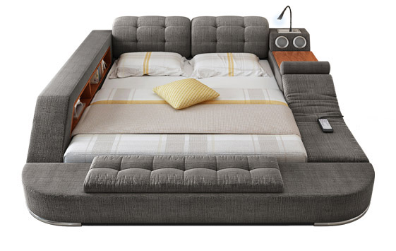 The Ultimate Bed With Integrated Massage Chair, Speakers, and De