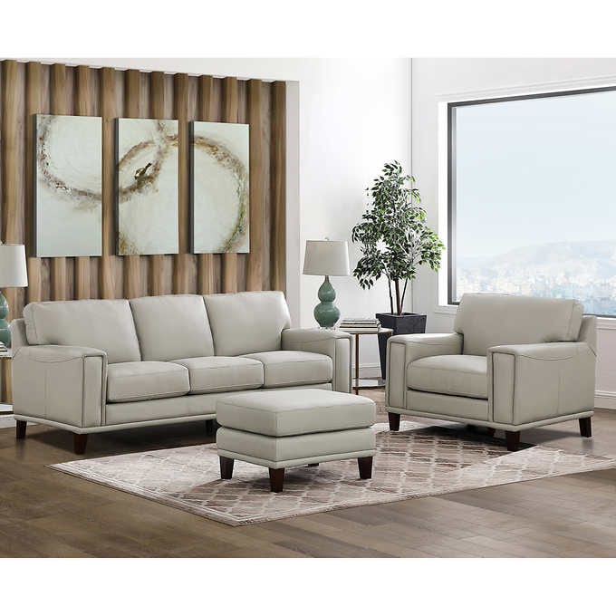 Jensen 3-piece Leather Set - Sofa, Chair, Ottom
