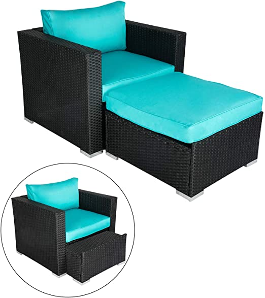 Amazon.com: Wicker Furniture Single Chair with Ottoman, All .