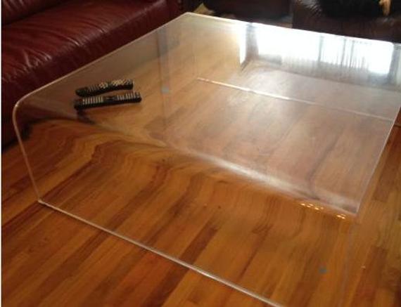 Mid-Century Modern Large Square Lucite Waterfall Coffee Table | Et