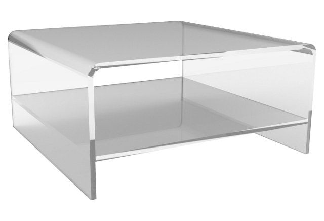 Waterfall Square Coffee Table w/ Shelf | Luxury coffee table .