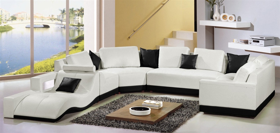 Tampa Contemporary Leather Sectional Sofa Set CP-226
