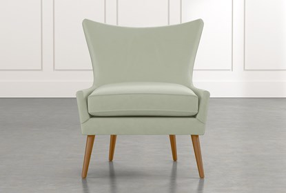 Tate II Light Green Leather Accent Chair | Living Spac