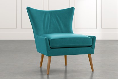 Tate II Teal Leather Accent Chair | Living Spac