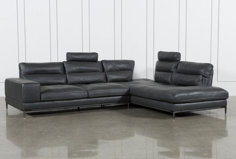 Tenny Dark Grey 2 Piece Right Facing Chaise Sectional W/2 Headrest .