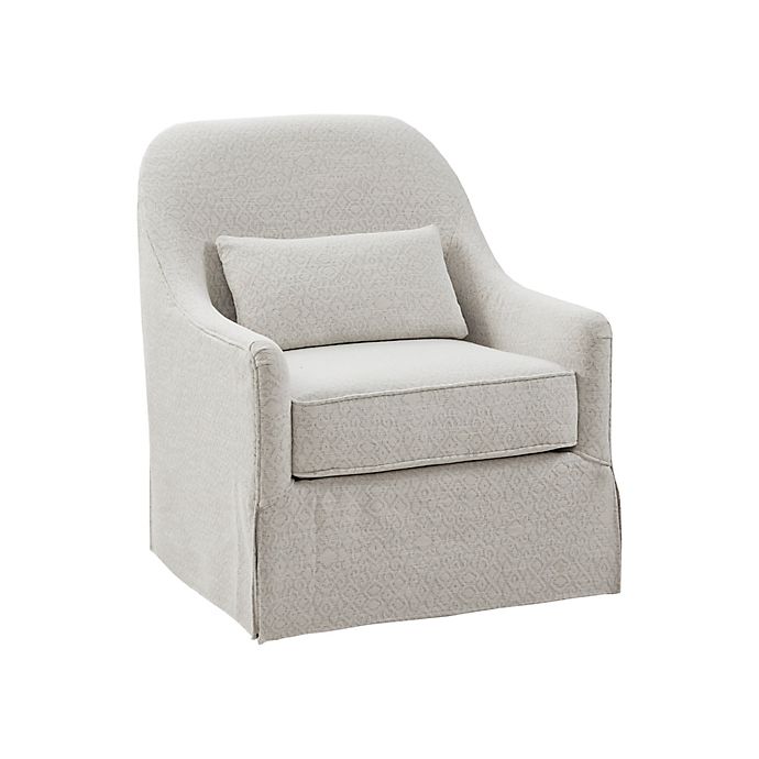 Madison Park Theo Swivel Glider Chair in Ivory/Black | Bed Bath .