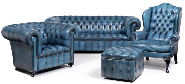 Blue Chesterfield Sofa | Blue chesterfield sofa, Leather sofa .
