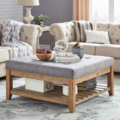 Verona Home April Tufted Top Cocktail Table In Grey | Upholstered .