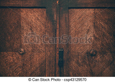 Door old vintage sideboard. texture closeup of natural wood furnitur
