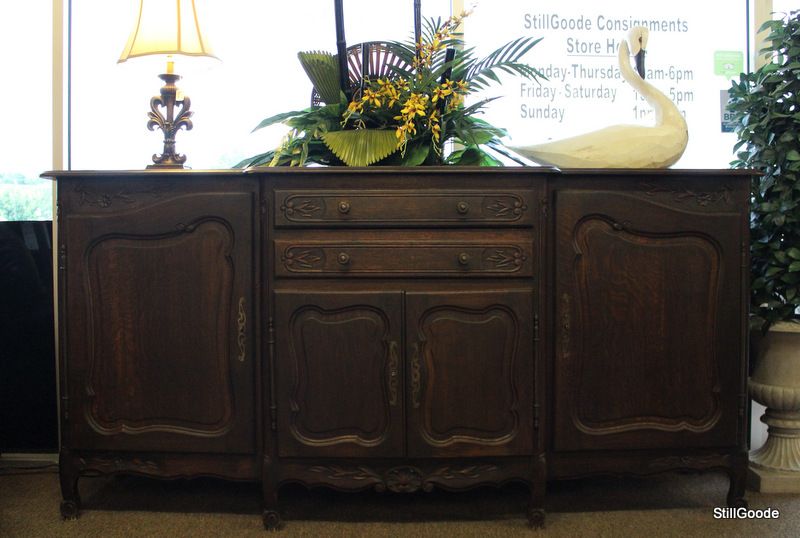 Large tiger oak French Country style sideboard buffet in a dark .