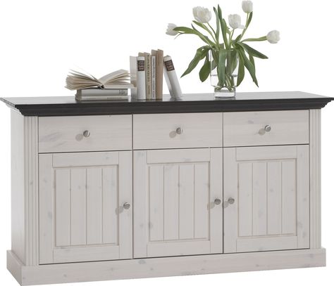 3 door 3 drawer sideboard solid pine white wash | White sideboard .