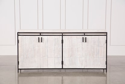 White Wash Finish 4-Door Large Sideboard | Living Spac