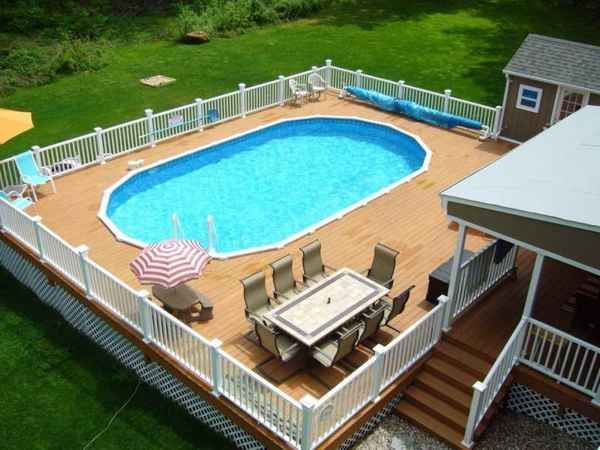 Above ground pool deck off house | Furniture Design Gallery | Pool .