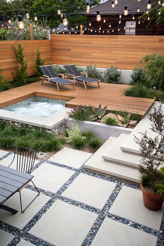 Pin by Amy Mack on hot tubs | Backyard garden design, Backyard .