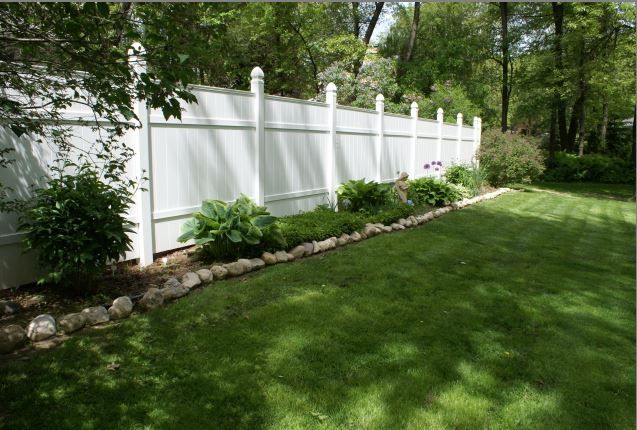 white fence | Landscaping along fence, Fence landscaping, Garden .