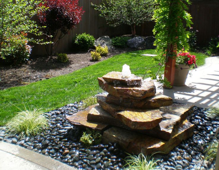 Stacked Stone Bubbler | Fountains backyard, Rustic landscaping .