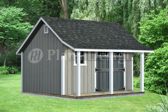 14' x 12' Backyard Storage Shed with Porch Plans #P81412, Free .