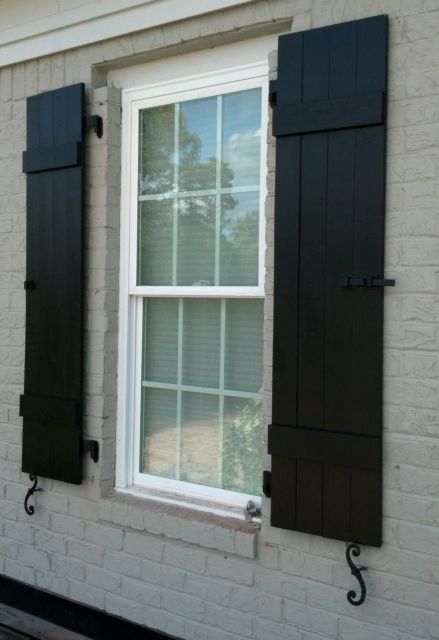 Custom -Black- Board and Batten Wood Shutters | House shutters .