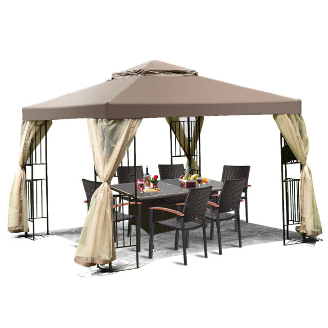 Tangkula 10'x13' Gazebo Fully Enclosed Canopy Tent Shelter Awning .