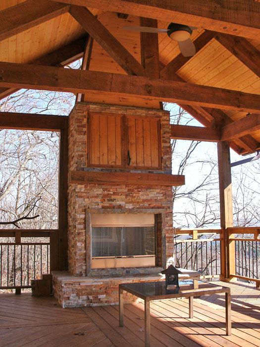 outdoor covered high deck with fireplace | Covered Deck With .