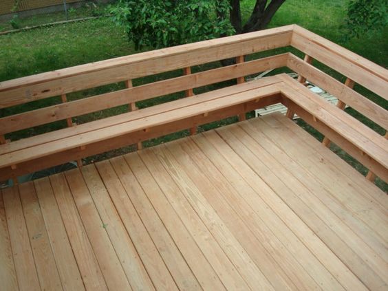 decks with bench as railing | Evergrain Deck & Rail w/ 4" Sq. Wire .