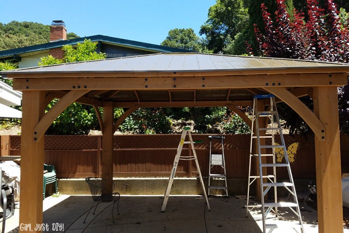 Build a DIY Patio Gazebo from a Kit - and save big money - Girl .