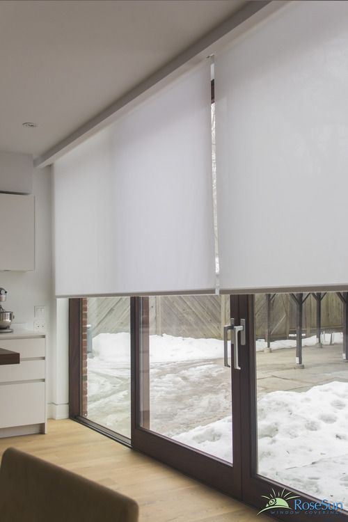 Electric blinds can have large glass areas covered. | Sliding door .