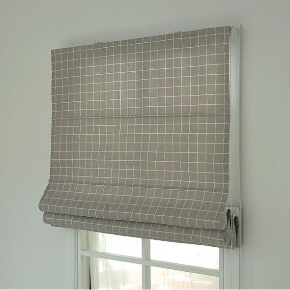 Modern Plaid Printed Roman Shades / Window Blind Fabric Curtain .
