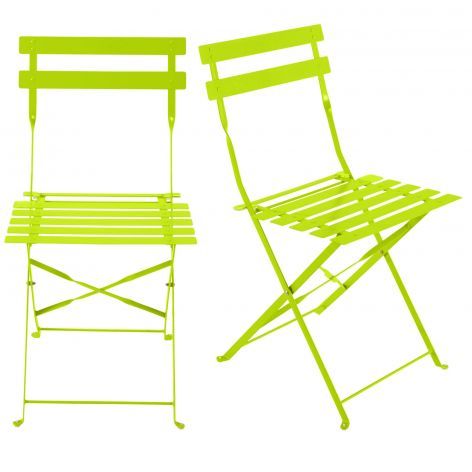Confetti - 2 metal folding garden chairs in lime green | Folding .