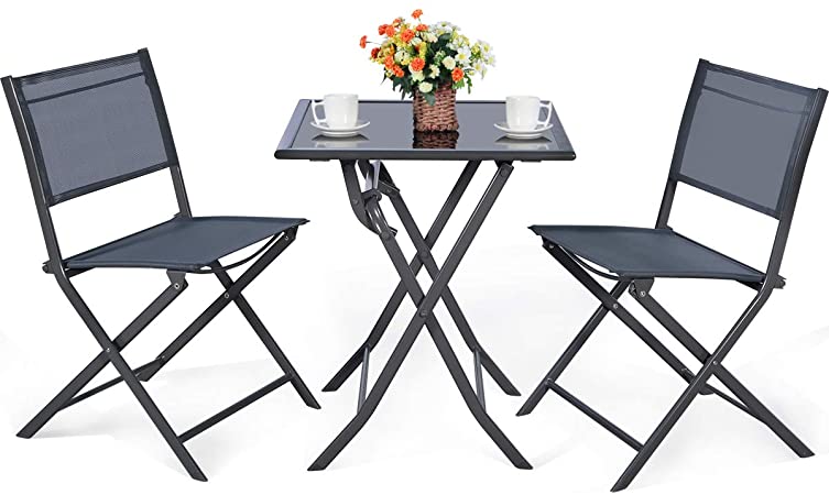 Amazon.com: Giantex 3 Pcs Bistro Set Garden Backyard Table Chairs .