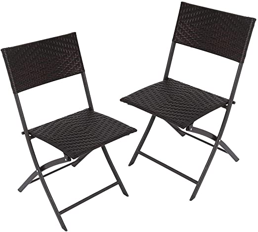 Amazon.com: 2PCS Folding Patio Chair Set Rattan Back Chair .