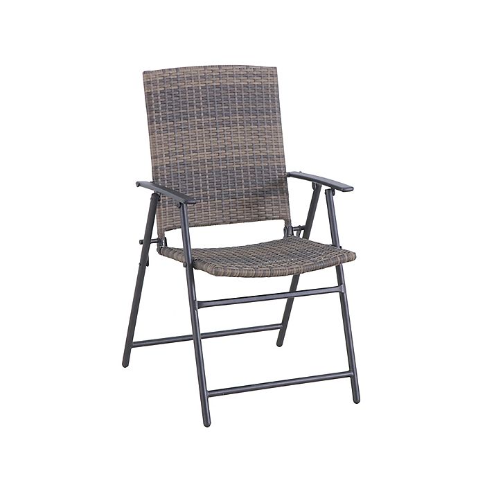 Barrington Wicker Folding Patio Chair in Natural Brown | Bed Bath .