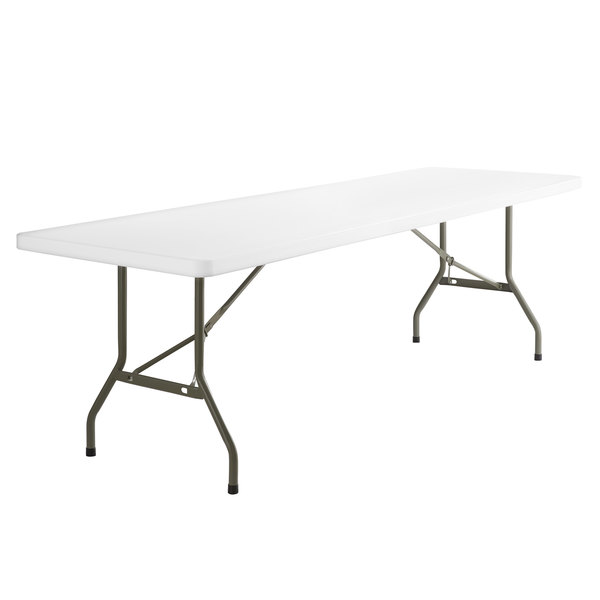 8 Foot Folding Table (30" x 96") Heavy Duty Plastic, White .