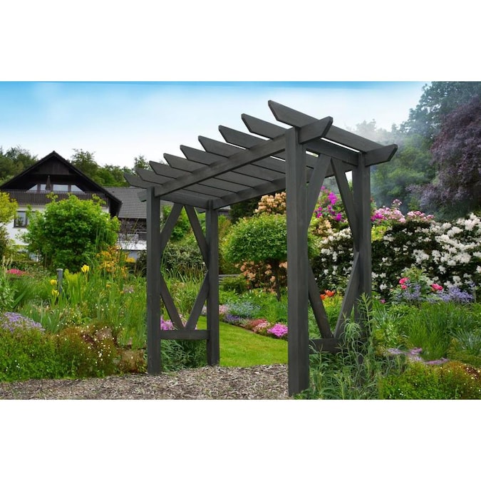 New England Arbors 7.5-ft W x 7-ft H Charcoal Garden Arbor in the .