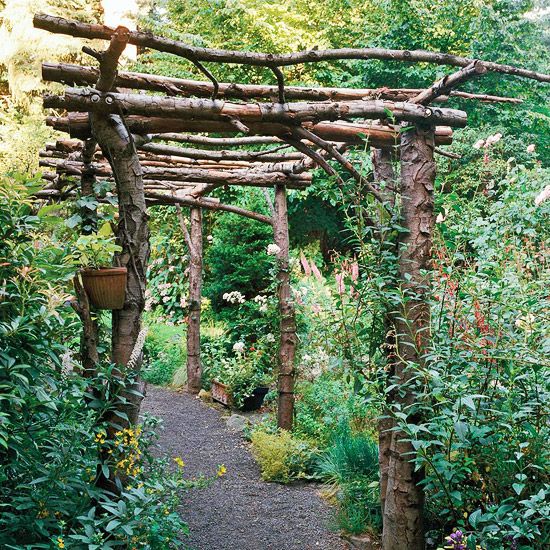 Rustic and Simple Arbor Ideas | Charming garden, Rustic gardens .