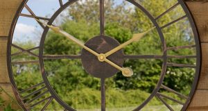40cm Metal Roman Numeral Mirror Garden Clock - by About Time .