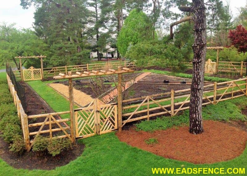 Custom Garden Fence with Round Rail Split Rail and Deer Fencing .