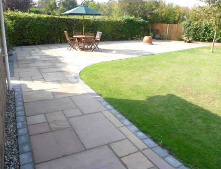 L shape garden paving | Garden tiles, Garden paving, Patio ston