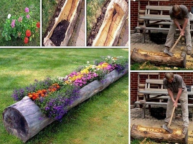How To Make A Hollow Log Planter | DIY Cozy Home | Log planter .