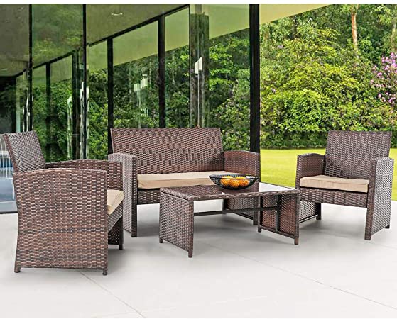Amazon.com: Patiorama 4 Pieces Outdoor Patio Furniture Sets Garden .
