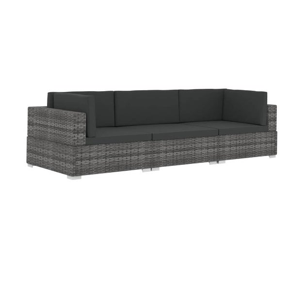Shop vidaXL 3 Piece Garden Sofa Set with Cushions Poly Rattan Gray .