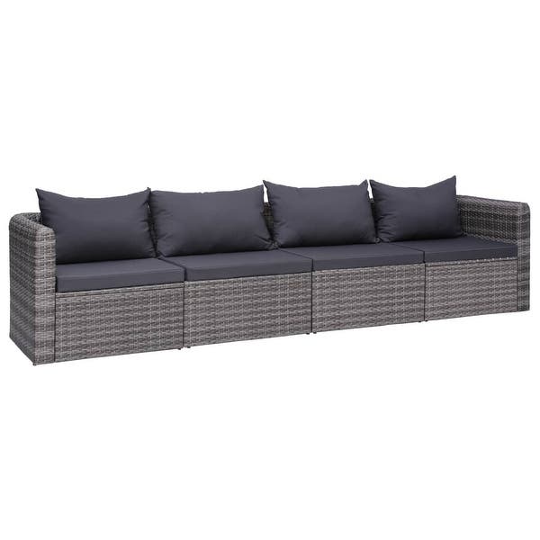 Shop vidaXL 4 Piece Garden Sofa Set with Cushions Gray Poly Rattan .