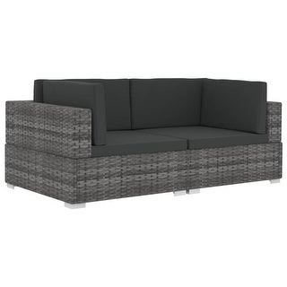 Shop vidaXL 2 Piece Garden Sofa Set with Cushions Poly Rattan Gray .