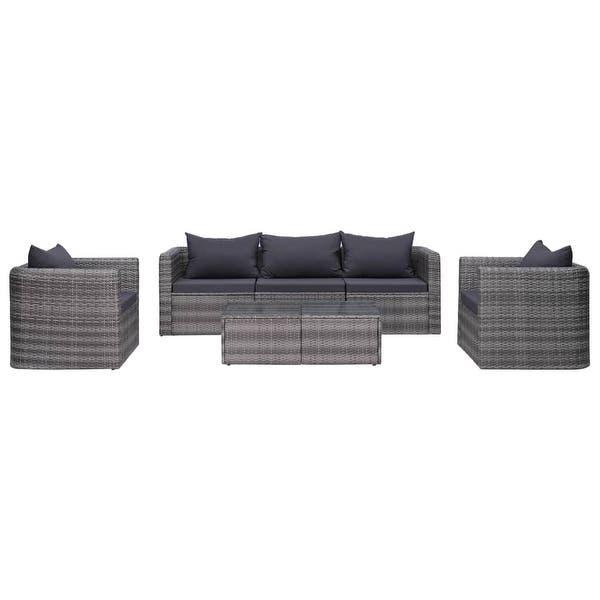 Shop vidaXL 7 Piece Garden Sofa Set with Cushions & Pillows Gray .